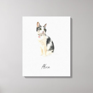 Toile Aquarelle Portrait Chat Personnalisé