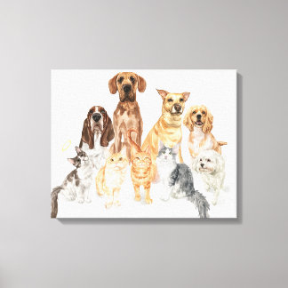 Toile Aquarelle Portrait de chiens et de chats