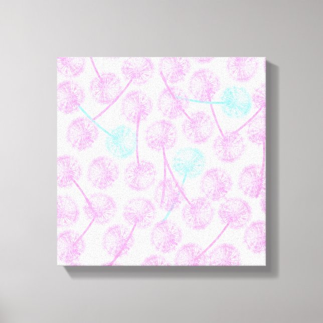 Toile Aquarelle rose modèle de fleurs de pandelion d'été (Recto)