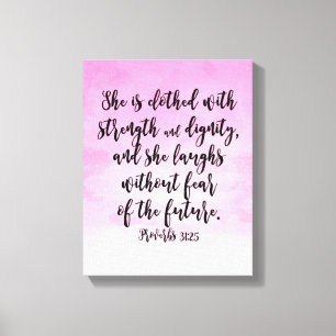 Toile Aquarelle rose Proverbes 31 Bible chrétienne des f