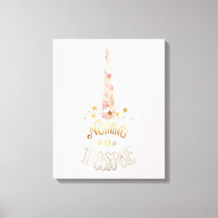 Toile Aquarelle rose Unicorne Guillemet inspirant