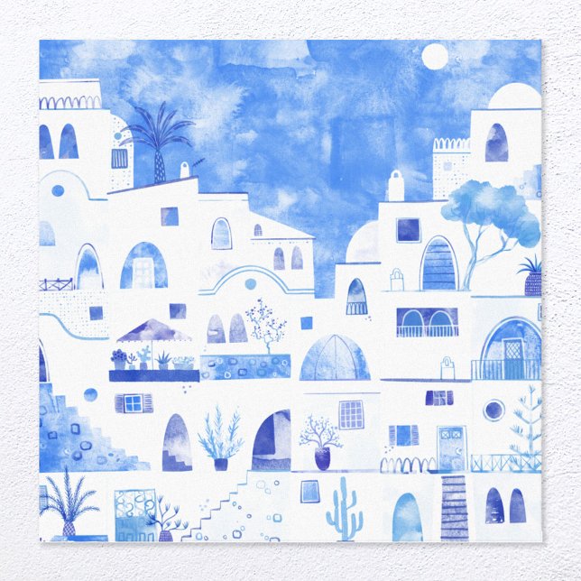 Toile Aquarelle Santorin (Créateur téléchargé)