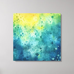 Toile Aquarelle Splatt Art Jaune Vert Bleu