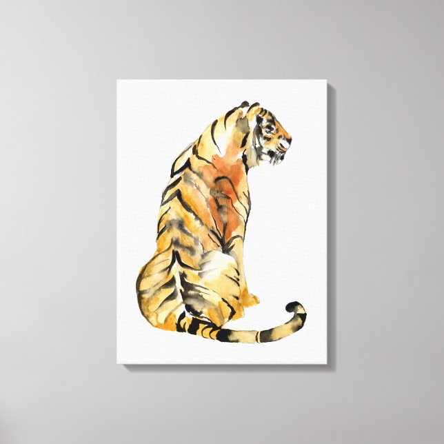 Toile Aquarelle Tiger assis (Recto)