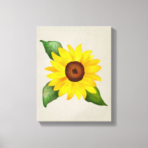 Toile Aquarelle Tournesol Jaune Floral