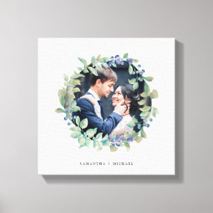 Toile Aquarelle Verdure Wreath bleu Photo