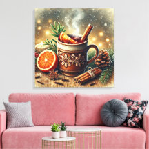 Aquarelle vintage Marché de Noël Vin Multiculé