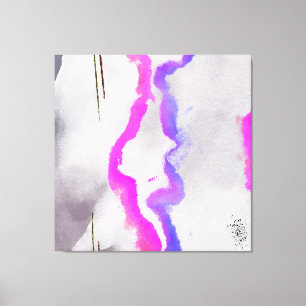 Toile Aquarelle violet et rose Abstrait