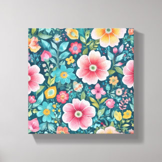 Toile Aquarelle vive Motif floral