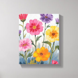 Toile Aquarelles de fleurs sauvages Peinture de champ