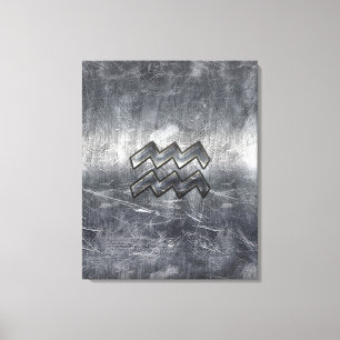 Toile Aquarius Zodiac style acier argenté déprimé