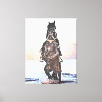 *~* AR22 Aquarelle Femme Horse Beach Equine