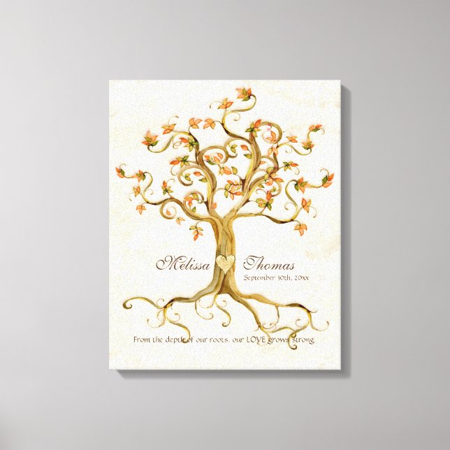 Toile Arbre à branches Racines Mariage de automne antiqu (Recto)