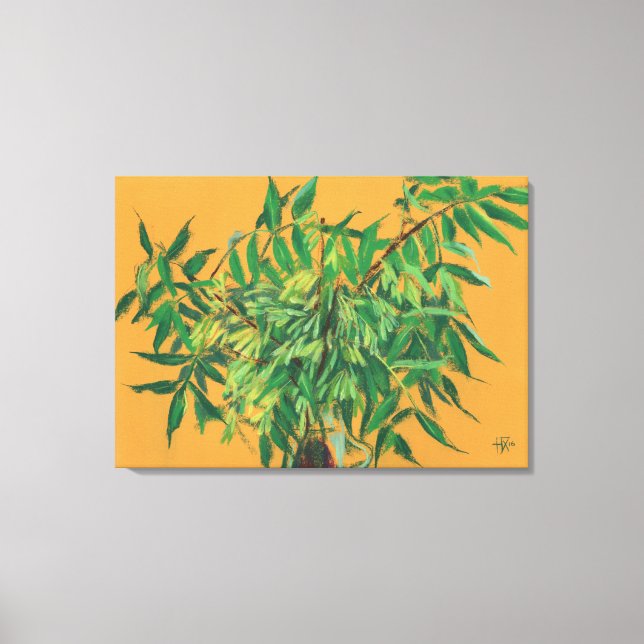 Toile Arbre à cendres, Feuille vert Art Floral Peinture  (Recto)