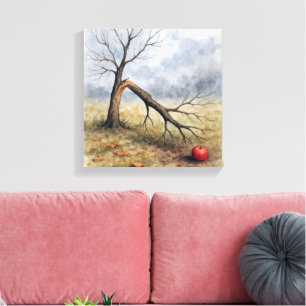 Toile Arbre à pommes cassé à l'aquarelle 