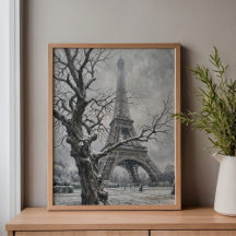 Arbre aux branches de la Tour Eiffel en hiver