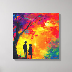 Toile Arbre coloré d'amour