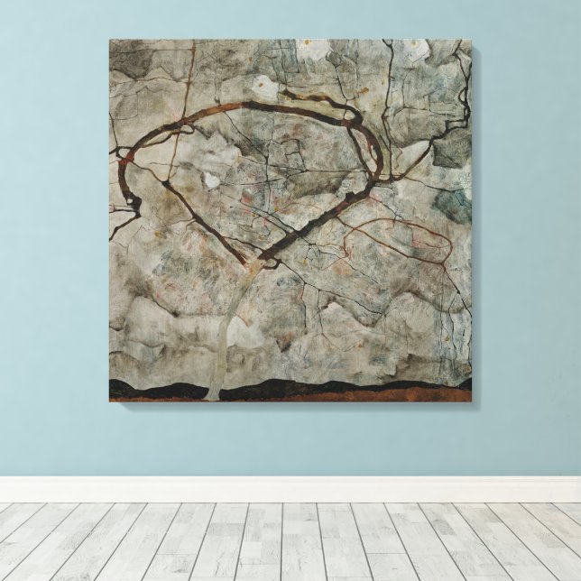 Toile Arbre d'automne en mouvement par Egon Schiele (Insitu (Plancher de Bois))