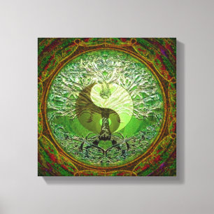 Toile Arbre de coeur vert de Yin Yang de la vie