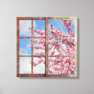 Toile Arbre de fleurs de cerisiers de fenêtre