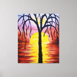 Toile Arbre de Lepidodendron au coucher du soleil de car
