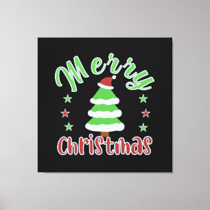 Toile Arbre de Noël avec chapeau de Père Noël