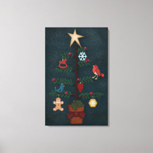 Toile Arbre De Noël D'Art Folk Avec Apparence
