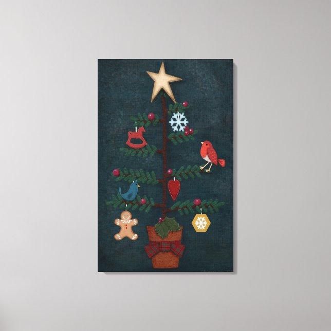 Toile Arbre De Noël D'Art Folk Avec Apparence (Recto)