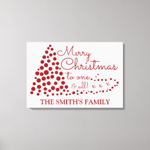 Toile Arbre de Noël rouge, Nom de famille personnalisé C