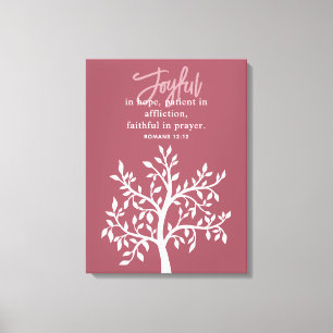 Toile Arbre de verset biblique joyeux rose religieux