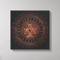 Arbre de vie avec Triquetra Black Rouge cuir