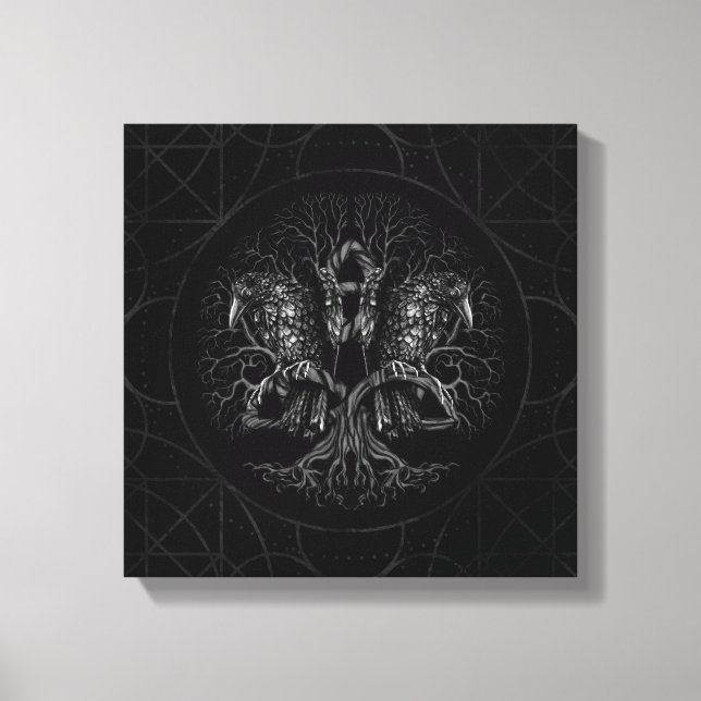 Toile Arbre de vie - Yggdrasil aux corbeaux (Recto)