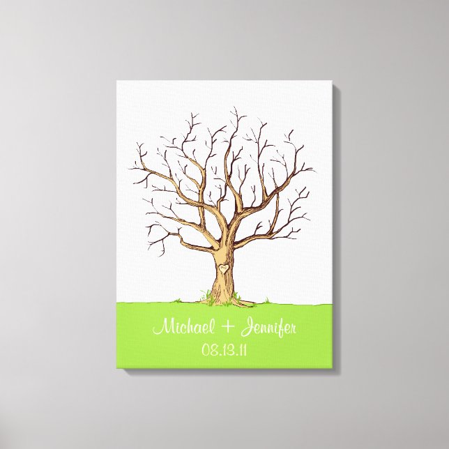 Toile Arbre d'empreintes digitales mariage (couleur) - T (Recto)