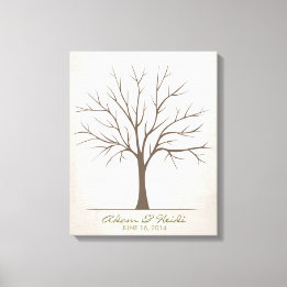 Toile Arbre d'empreintes digitales mariage - Rustique