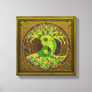 Toile Arbre d'or de Yin Yang de la vie