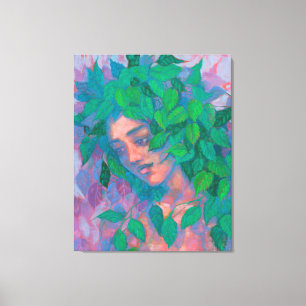 Toile Arbre Dryad Spirit Vert Feuilles Surreal Imaginair