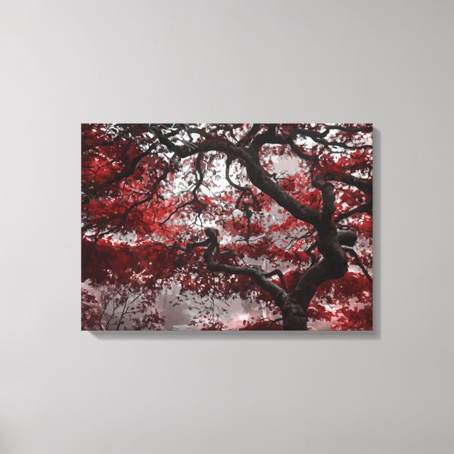 Toile Arbre rouge en fleurs de cerisiers (Recto)