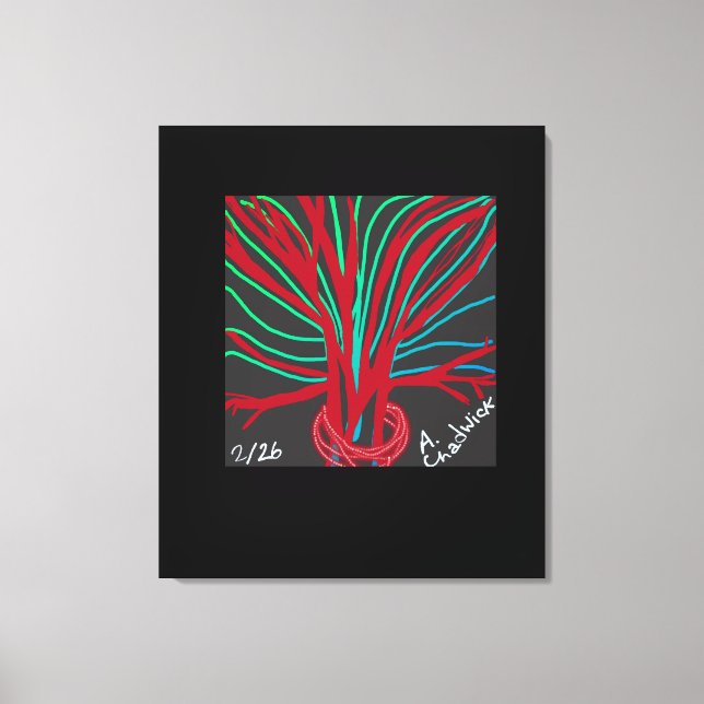 Toile Arbre vert rouge et sarcelle  (Recto)