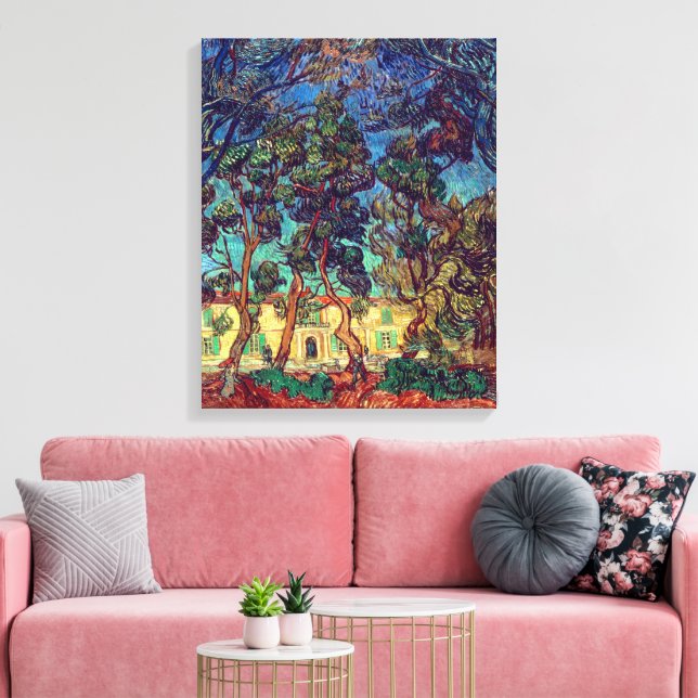 Toile Arbres au jardin de l'hôpital | Van Gogh | (Insitu(Salon))