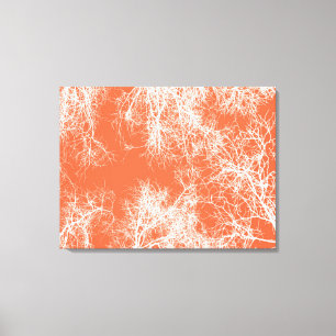 Toile Arbres aux silhouettes orange et blanc