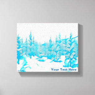 Toile Arbres bleus enneigés