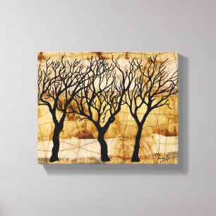 Toile Arbres d'hiver sur l'arrière - plan de sachet à