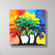 Arbres vibrants d'automne Mur Art 3D Multicolor