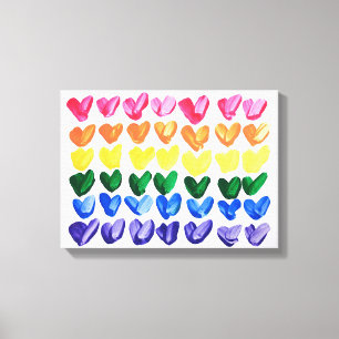 Toile Arc-en-ciel de l'amour - Amusants Coeurs colorés p