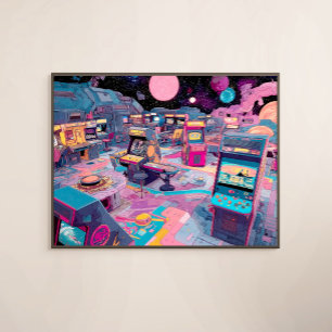 Toile Arcade Rétro Futuriste dans l'Espace