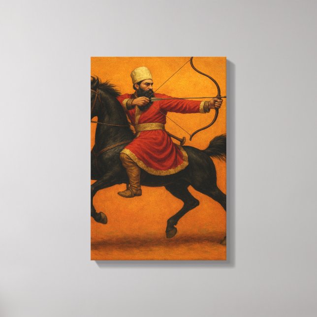 Toile Archer monté en robe rouge sur cheval de guerre no (Recto)
