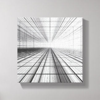 Toile architectural grid perspective, 3D wireframe art,