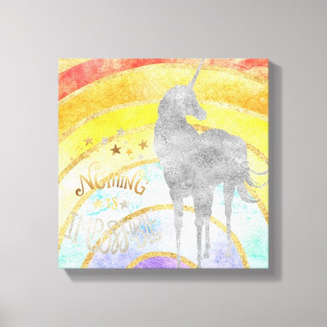 Toile Argent Unicorn Arc-en-ciel (Recto)