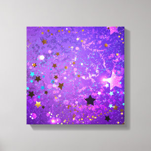 Toile Arrière - plan de feuille violet avec étoiles
