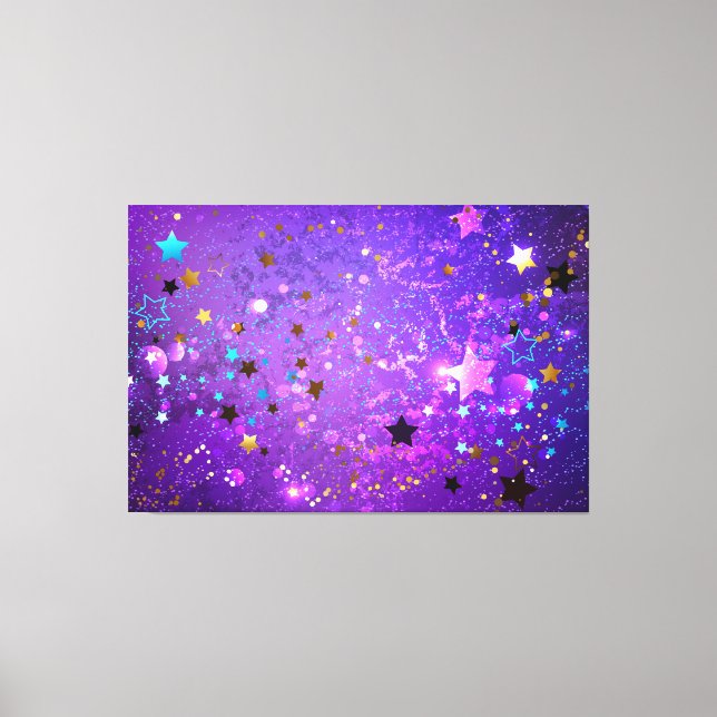 Toile Arrière - plan de feuille violet avec étoiles (Recto)